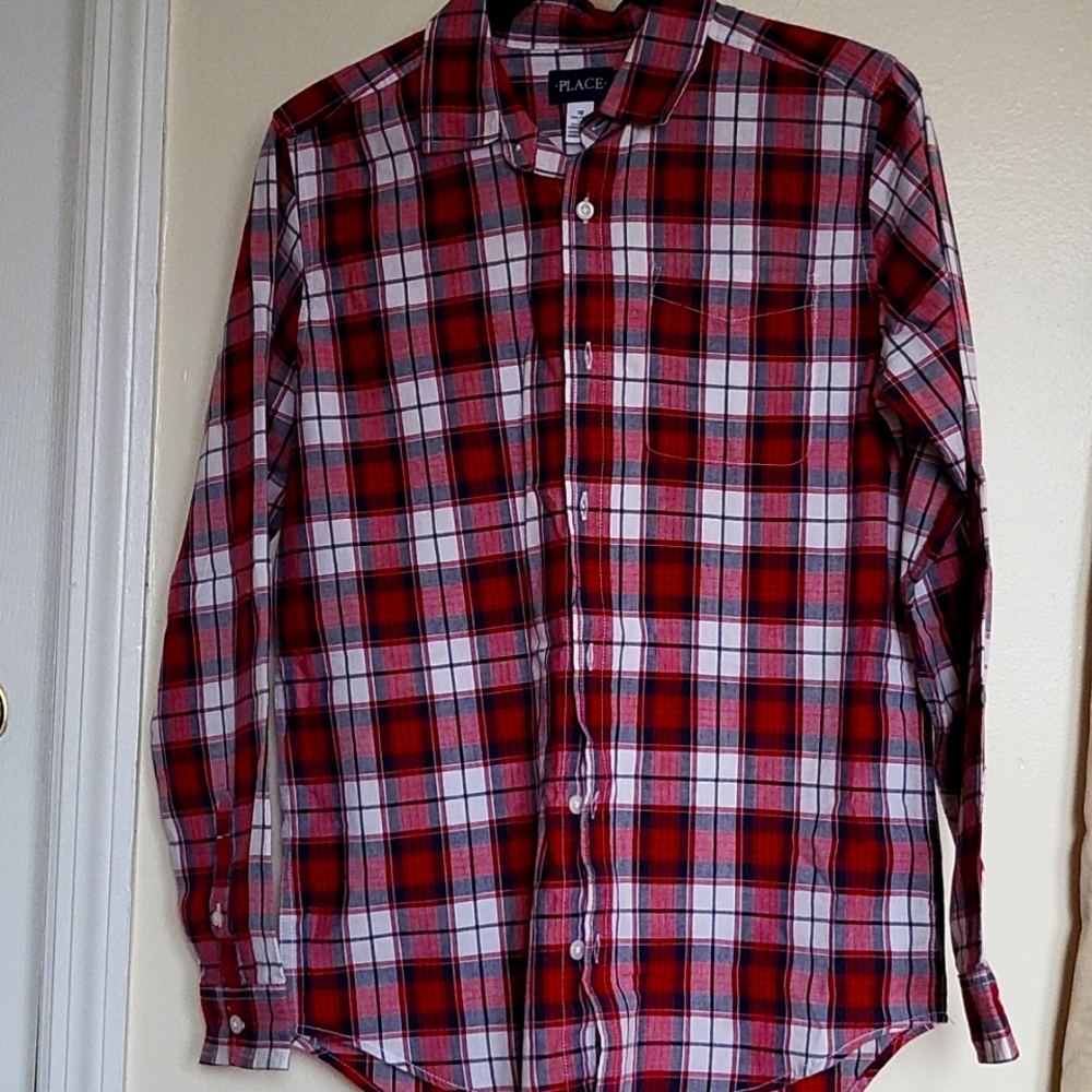 Boy's plaid shirt and khaki pants